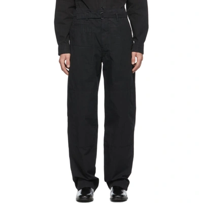 Lemaire Black Military Trousers In 999 Black