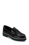 Dolce Vita Aubree Croc Embossed Loafer In Noir Croco Print Leather