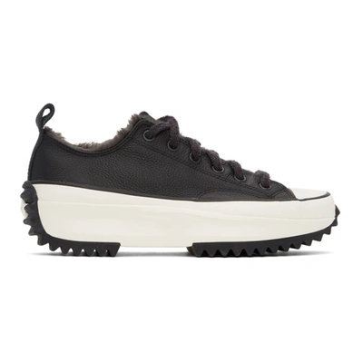 Converse All Star Run Star Hike Water Repellent Faux Fur Sneaker In Leather Black Egret