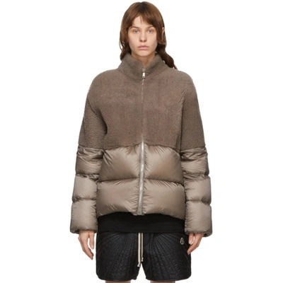 Rick Owens Taupe Moncler Edition Down Coyote Jacket In 250 Dust