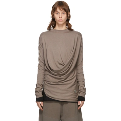 Rick Owens Taupe Moncler Edition Cashmere Drapefront Sweater In 229 Dust