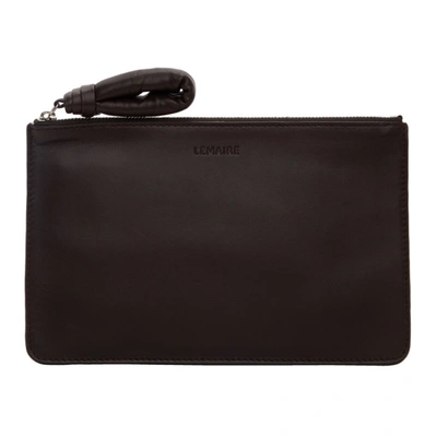 Lemaire Brown A5 Pouch In 490 Drkchoc