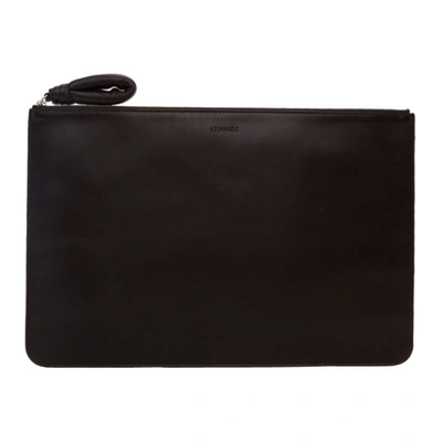 Lemaire Brown A4 Pouch In 490 Drkchoc