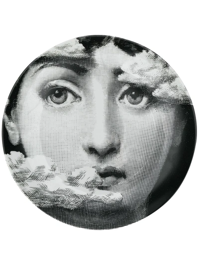 Fornasetti Tema E Variazioni N. 139 Cloudy Face Wall Plate In Black/white