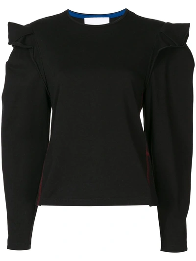 Koché Ruffle-detail Contrast-stitch Blouse In Black