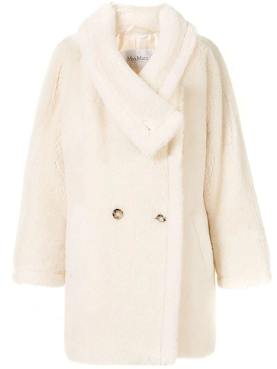 Max Mara Double-breasted Teddy Coat In White