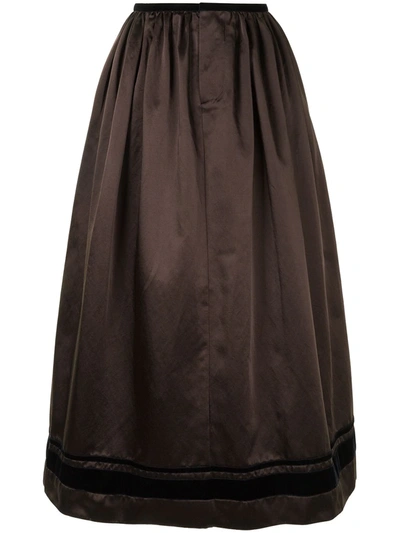 Uma Wang Gathered Detail Full Shape Skirt In Brown