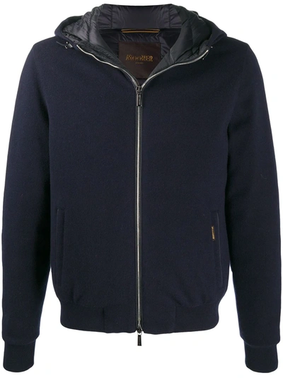 Moorer Fine-knit Zipped Cardigan In Blue