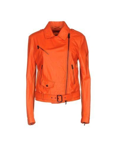 Bottega Veneta Biker Jacket In Orange
