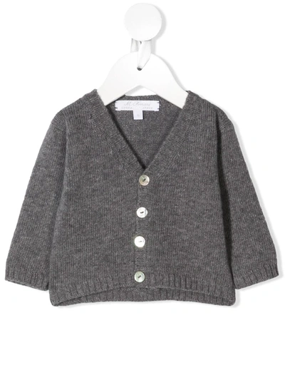 Mariella Ferrari Babies' Fine-knit Buttoned Cardigan In Grey