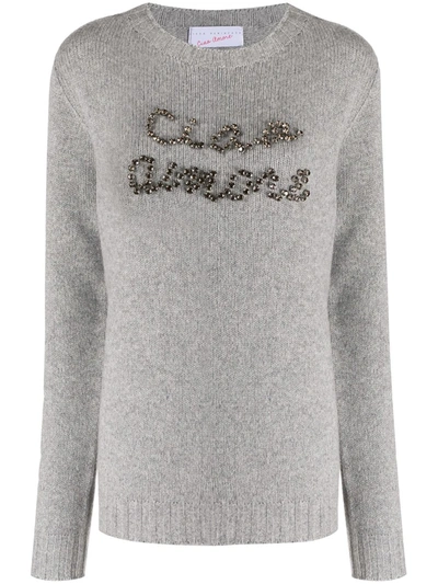 Giada Benincasa Crystal Embellished Knit Jumper In Grey