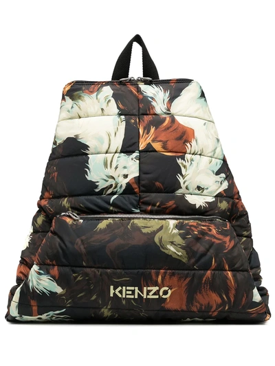 Kenzo Horse Print Quilted Backpack In Black