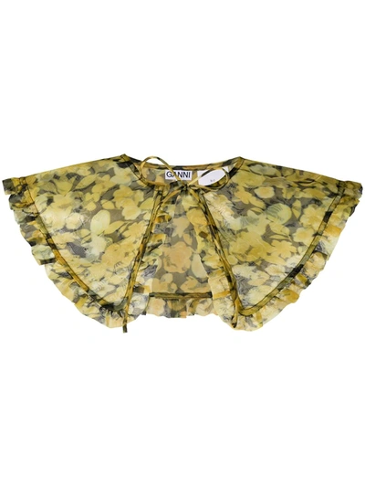 Ganni Oversized Floral Collar In Yellow