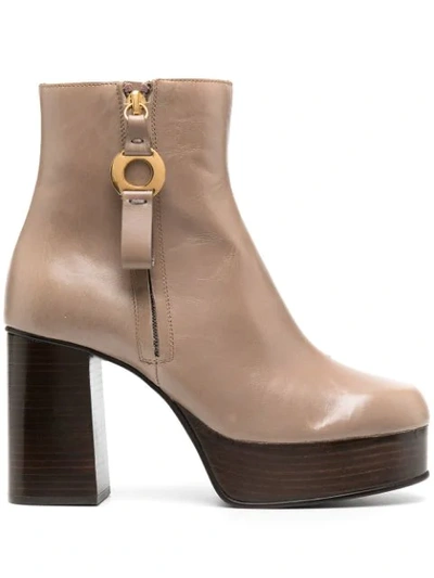 See By Chloé Side-zip Ankle Boots In Neutrals
