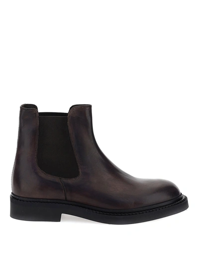 Fratelli Rossetti Used Effect Chelsea Boots In Dark Brown