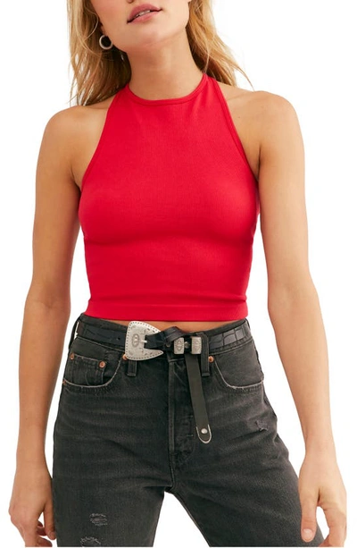 Free People Hayley Racerback Brami Crop Top In Bright Red