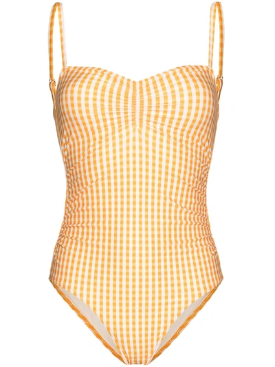 Peony Le Jardins Square Neck One-piece Swimsuit In Orange