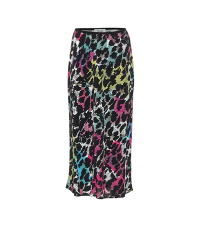 Diane Von Furstenberg Mae Leopard-print Crepe Midi Skirt In Black