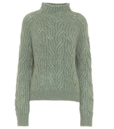 Vince Twisted Chain Mock Neck Sweater In Green