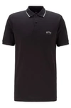 Hugo Boss - Slim Fit Polo Shirt In Stretch Piqu With Curved Logo - Black