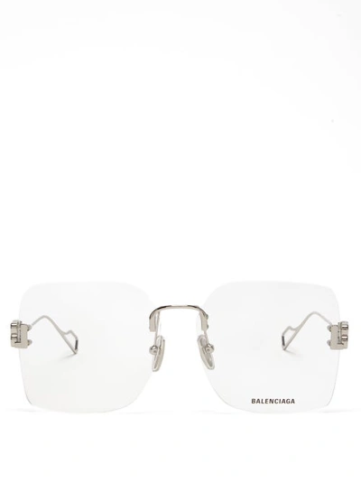 Balenciaga Bb-logo Square Glasses In 002 Silver Silver Transparent