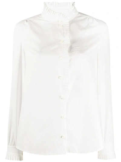 Frame Ruffle-trimmed Cotton-poplin Shirt In White