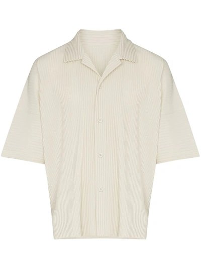 Issey Miyake Technical-pleated Short-sleeved Shirt In White