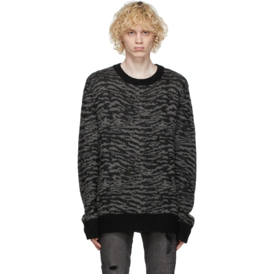 Ksubi Distorted Zebra-jacquard Sweater In Black