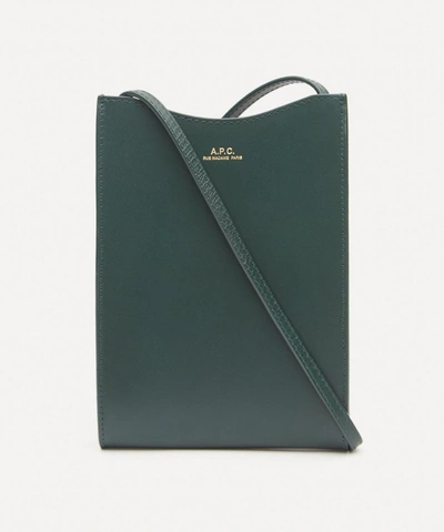Apc Jamie Leather Neck Pouch In Verde
