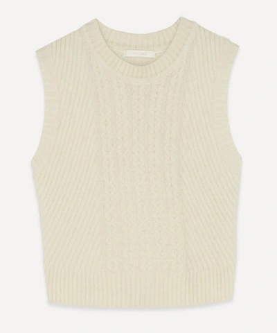 Low Classic Cable Knit Vest In Ivory