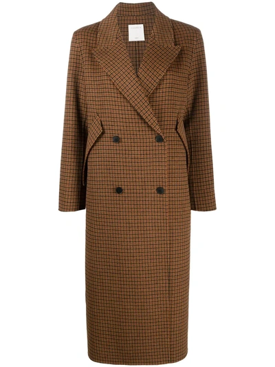 Sandro Merry Double-breasted Coat In Brown
