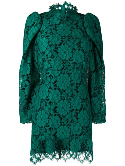 Sandro Lace Embroidered Mini Dress In Green