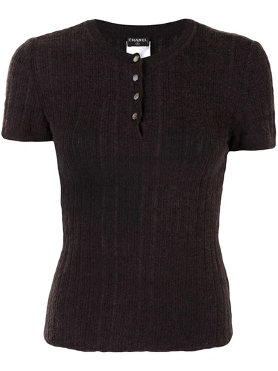 Pre-owned Chanel 2001 Buttoned Knitted Top In Purple