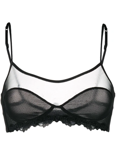 La Perla Maison Contouring Wireless Demi-sheer Bralette In Black