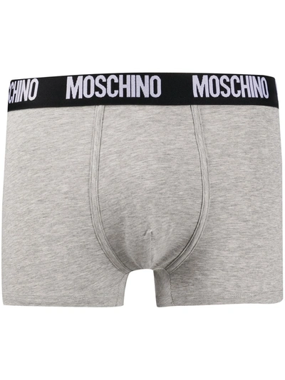 Moschino Logo Waistband Boxers In Grey