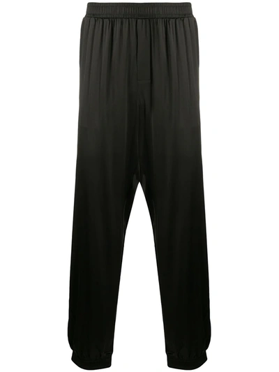 Balmain Logo Embroidered Silk Pyjama Trousers In Black