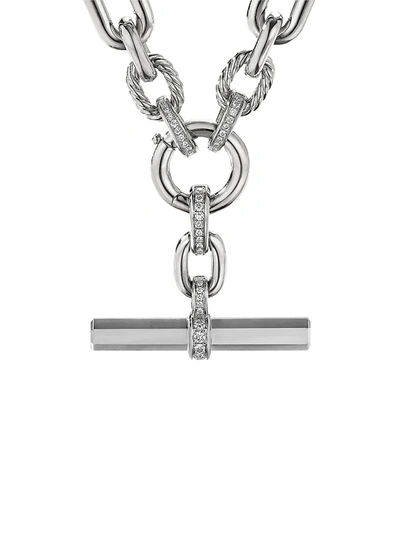 David Yurman Lexington Sterling Silver & Diamond Pendant Chain Necklace
