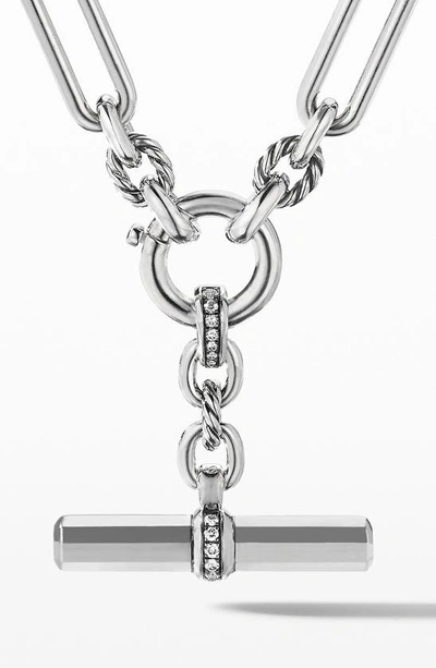 David Yurman Women's Lexington E/w Chain Necklace In Sterling Silver With Pavé Diamonds