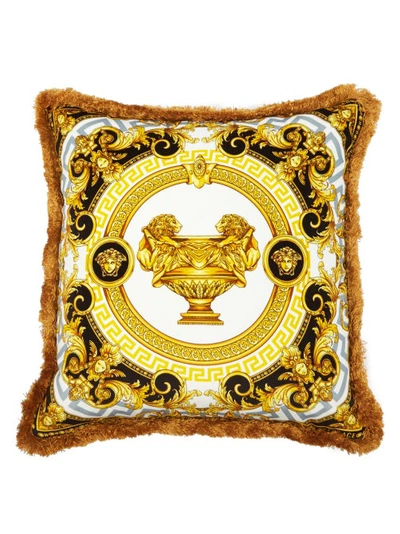 Versace Le Vase Baroque Silk Decorative Pillow, 18 X 18 In Gold,white