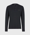 Allsaints Slim Fit Logo Henley In Jet Black