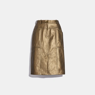 COACH METALLIC LEATHER MIDI SKIRT C2224 PYR 00