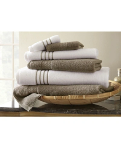Modern Threads Quick Dry Stripe 6-pc. Towel Set Bedding In Taupe