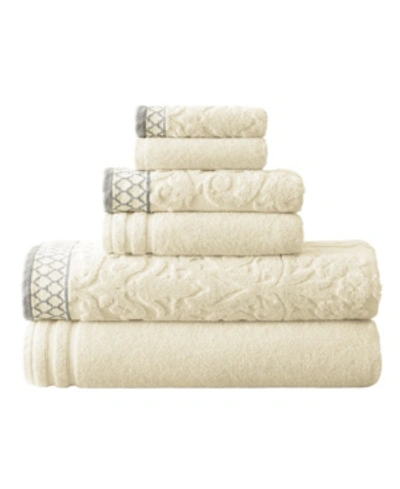 Modern Threads Damask Jacquard Embellished Border 6-pc. Towel Set Bedding In Natural