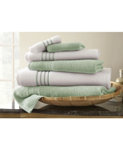 Modern Threads Quick Dry Stripe 6-pc. Towel Set Bedding In Soft Jade