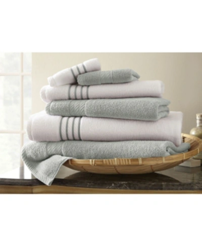 Modern Threads Quick Dry Stripe 6-pc. Towel Set Bedding In Silver