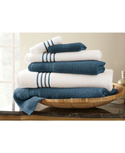 Modern Threads Quick Dry Stripe 6-pc. Towel Set Bedding In Medium Blu