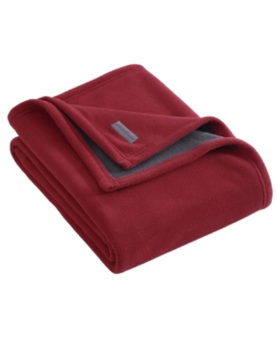 Eddie Bauer Peak Solid Fleece Reversible Throw Bedding In Red