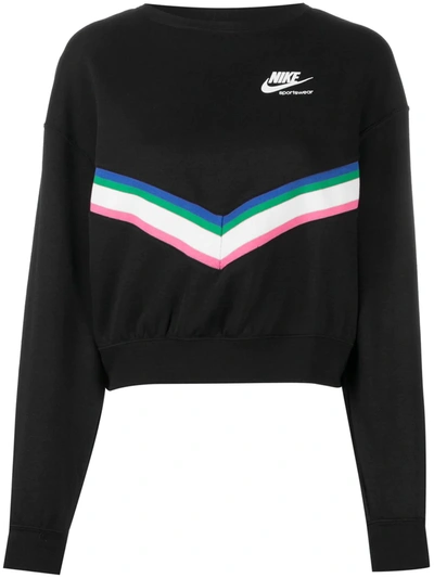 Nike Women's Sportswear Heritage Fleece Sweatshirt In Black/sail/white