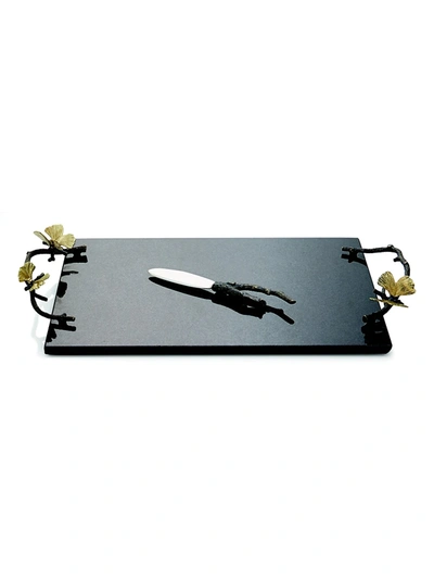 Michael Aram Two-piece Butterfly Ginkgo Cheeseboard And Knife Set In Black