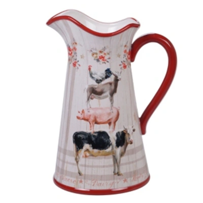 Certified International Farmhouse Pitcher In White/red